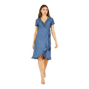 Yumi Chambray Denim Wrap Dress US Size 8